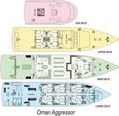 Oman Scuba Diving Holiday. Luxury Oman Aggressor Liveaboard. Floor Plan.